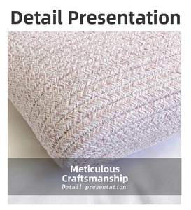 Close-up of the woven texture in pink, white, and grey herringbone pattern on the tote bag