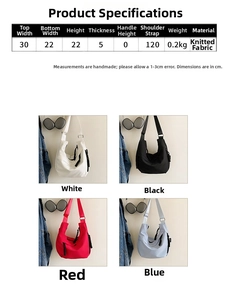 Detailed size guide and color options for the lightweight Oxford fabric crossbody bag