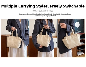 Detail view of off-white corduroy tote bag showing side pockets and versatile straps