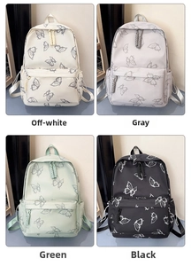 Detailed grid view showcasing the butterfly pattern backpack in four different color options