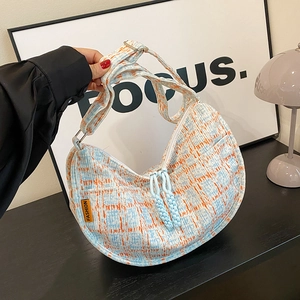Corduroy Plaid Hobo Shoulder Bag Large Capacity Japanese Style Checkered Crossbody Handbag For Women Casual Daily Use