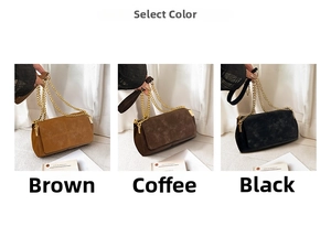 Detailed comparison of brown, coffee, and black retro tote bags with gold chain straps