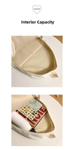 Internal capacity of off-white backpack showing spacious main compartment and dividers