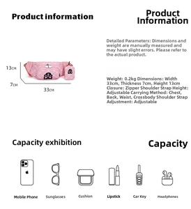 Dimensions et capacité du sac bandoulière rose avec détails des spécifications