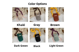 Color options display of corduroy drawstring crossbody phone bags in six various shades