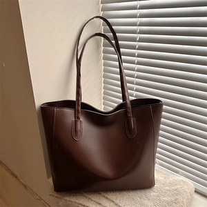 Grand Sac À Main Fourre-Tout En Cuir PU Rétro Minimaliste Sac À Épaule Pour Femmes Navette Quotidienne