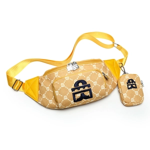 Sac banane en velours côtelé jaune moutarde avec petite pochette carrée amovible