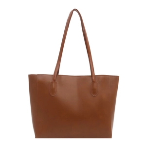 Borsa tote classica in pelle marrone di grande capacità per un look quotidiano da donna