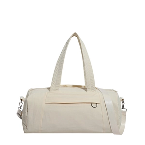 Sac de sport de grande capacité en nylon blanc cassé avec bandoulières et poche zippée
