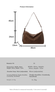 Tabella taglie dettagliata della borsa tote marrone con 40 cm di larghezza e 24 cm di altezza