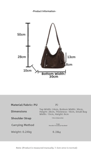 Brown PU leather tote bag size specifications with detailed 30cm width measurement
