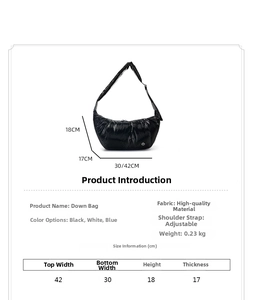 Tabella taglie e specifiche tecniche per la borsa a tracolla in nylon capiente
