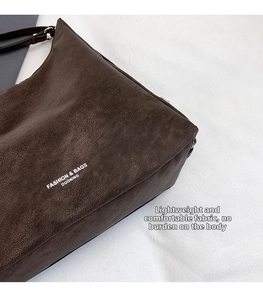 Detail of dark brown lychee leather texture with fashion and bags text on the side