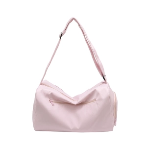 Pink large capacity sports gym bag with adjustable shoulder strap and front zipper pocket