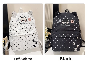 Cute Japanese style star pattern cat backpacks in beige and black for school students