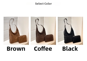 Three-color set of minimalist retro tote bags and matching small zipper pouches in soft fabric