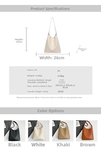 Spécifications de taille et tableau des variantes de couleurs du grand sac cabas en PU