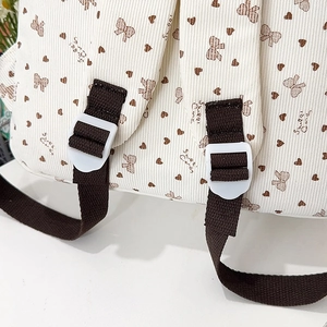 Schulrucksack aus Cord für Mädchen mit Herzmuster und gepolsterten Schultergurten