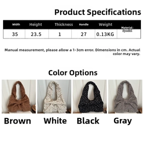 Maattabel voor grote corduroy tote bag met strik, afmetingen en kleuropties