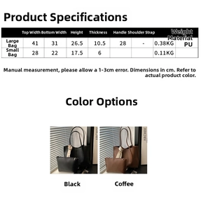Tabella taglie con dimensioni della borsa tote grande in PU e della pochette interna