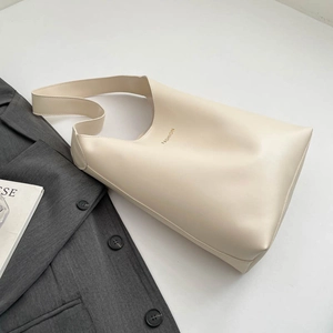 Sac cabas minimaliste en cuir beige avec lettrage doré Fashion pour le quotidien