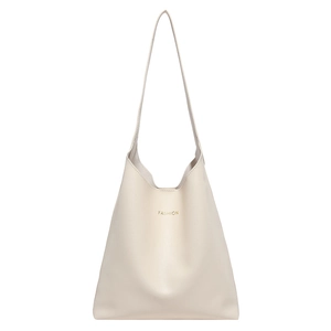 Sac fourre-tout beige minimaliste en similicuir mat avec imprimé Fashion doré