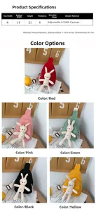 Guide des tailles et options de couleurs du sac de poitrine en toile avec lapin