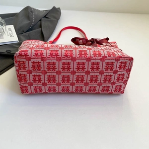 Sac cabas festif rouge et blanc avec motifs traditionnels chinois Double Bonheur