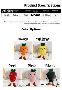 Dimensions et poids du mini sac carotte avec les différentes options de couleurs disponibles