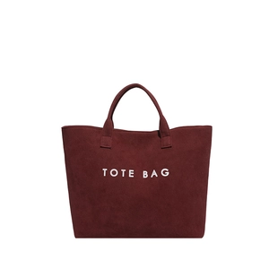 Sac fourre-tout bordeaux minimaliste avec impression TOTE BAG blanche sur similicuir suédé