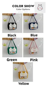 Detailed color show of canvas crossbody bags with rabbit ears and plush bunny inserts