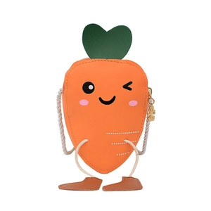 Mini sac bandoulière mignon pour filles en forme de carotte avec visage de dessin animé