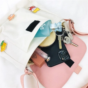 Sac bandoulière mignon en toile beige et rose avec écusson tournesol style japonais