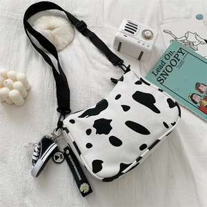 Borsa A Tracolla In Tela Con Stampa Mucca Stile Giapponese Kawaii Per Donne E Ragazze Adolescenti