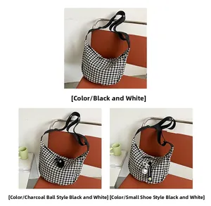 Detailed views of checkered crossbody bags featuring cute charcoal and sneaker charms