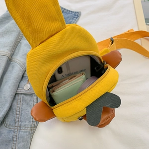 Cute yellow canvas duck crossbody bag with large capacity for women and students