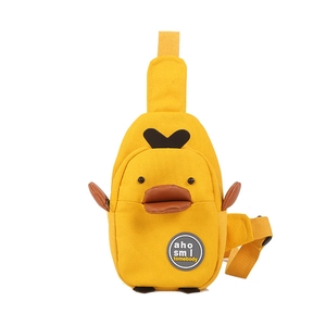 Cute yellow canvas duck crossbody bag with large capacity for women and students