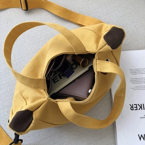 Sac bandoulière en toile jaune avec oreilles d'animaux et espace intérieur spacieux