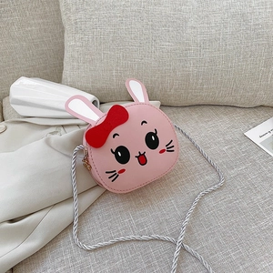 Cute Rabbit Shaped Crossbody Bag PU Leather Cartoon Animal Pattern Zipper Shoulder Purse For Kids Girls Princess Style