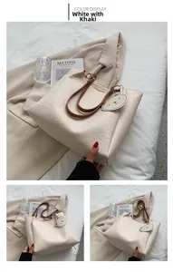 Close-up of embossed bear patterns on premium soft faux leather tote bag in beige