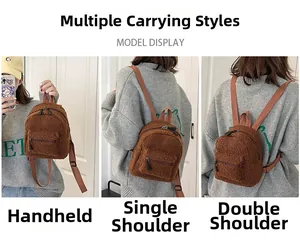 Three-way carry demonstration showing handbag, shoulder bag, and backpack styles