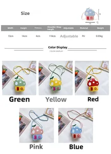 Tableau des tailles et spécifications du sac bandoulière champignon pour enfant en 5 couleurs