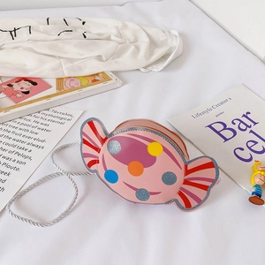 Sac À Bandoulière En Cuir PU En Forme De Bonbon Mini Porte-Monnaie À Pois Sac À Épaule Mignon Pour Enfants Filles