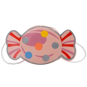 Sac à bandoulière rose pour filles en forme de bonbon avec pois colorés et paillettes