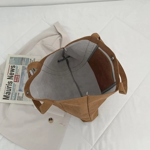 Vintage braune Cord-Tragetasche mit großem Innenraum und magnetischem Druckknopf