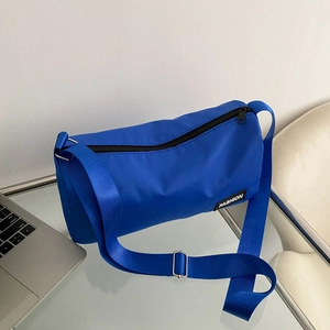 Sac Bandoulière Femme Tissu Oxford Large Sangle Réglable Décontracté Fitness Sac Épaule Mode Patch Rue Solide Fermeture Éclair