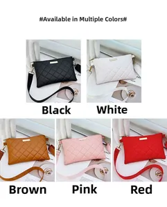 Detailed collage of quilted crossbody bags in five colors with golden hardware accents