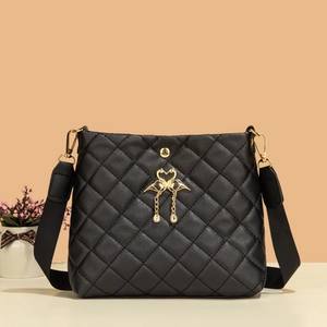 Sac Seau Femme En Similicuir Matelassé Large Bandoulière Tissu Pendentif Flamant Rose Doré Coeur Chic Sac Bandoulière