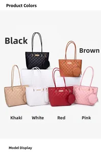 Set borsa tote trapuntata disponibile in sei colori con ciondolo portamonete rotondo