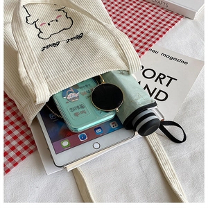 Borsa tote in velluto a coste con spazio interno per tablet e oggetti quotidiani